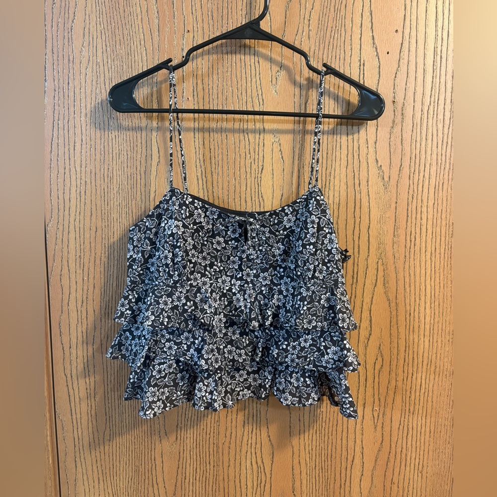 Vintage Ralph by Ralph Lauren Ruffled Tiered Floral Crop Top